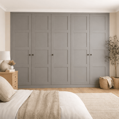 5 Door 4 Panel Shaker Front Frame Fitted Wardrobe - Widths Available 2601 - 3200mm 8 - Online Bedrooms