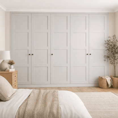 5 Door 4 Panel Shaker Front Frame Fitted Wardrobe - Widths Available 2601 - 3200mm 7 - Online Bedrooms