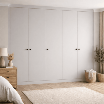 5 Door Modern Slab Front Frame Fitted Wardrobe - Widths Available 2601 - 3200mm 7 - Online Bedrooms