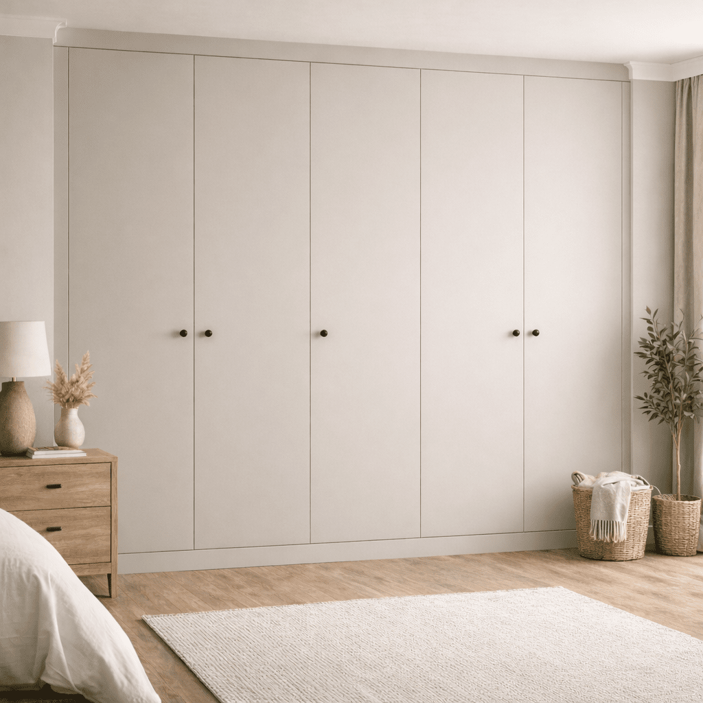 5 Door Modern Slab Front Frame Fitted Wardrobe - Widths Available 2601 - 3200mm 9 - Online Bedrooms
