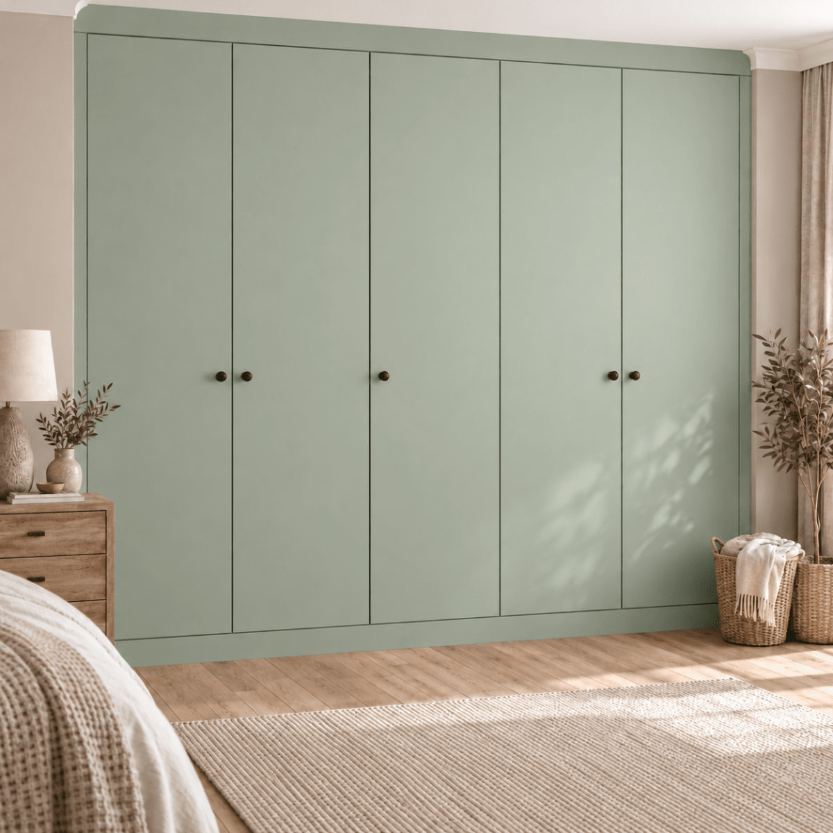 5 Door Modern Slab Front Frame Fitted Wardrobe - Widths Available 2601 - 3200mm 10 - Online Bedrooms