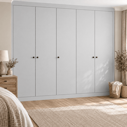 5 Door Modern Slab Front Frame Fitted Wardrobe - Widths Available 2601 - 3200mm 12 - Online Bedrooms