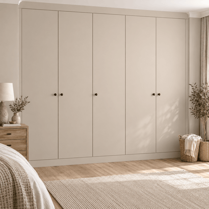 5 Door Modern Slab Front Frame Fitted Wardrobe - Widths Available 2601 - 3200mm 1 - Online Bedrooms