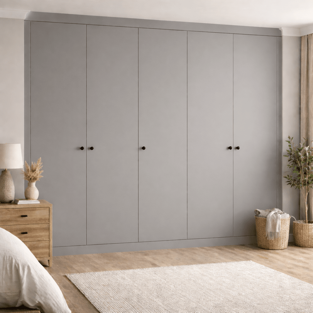 5 Door Modern Slab Front Frame Fitted Wardrobe - Widths Available 2601 - 3200mm 8 - Online Bedrooms