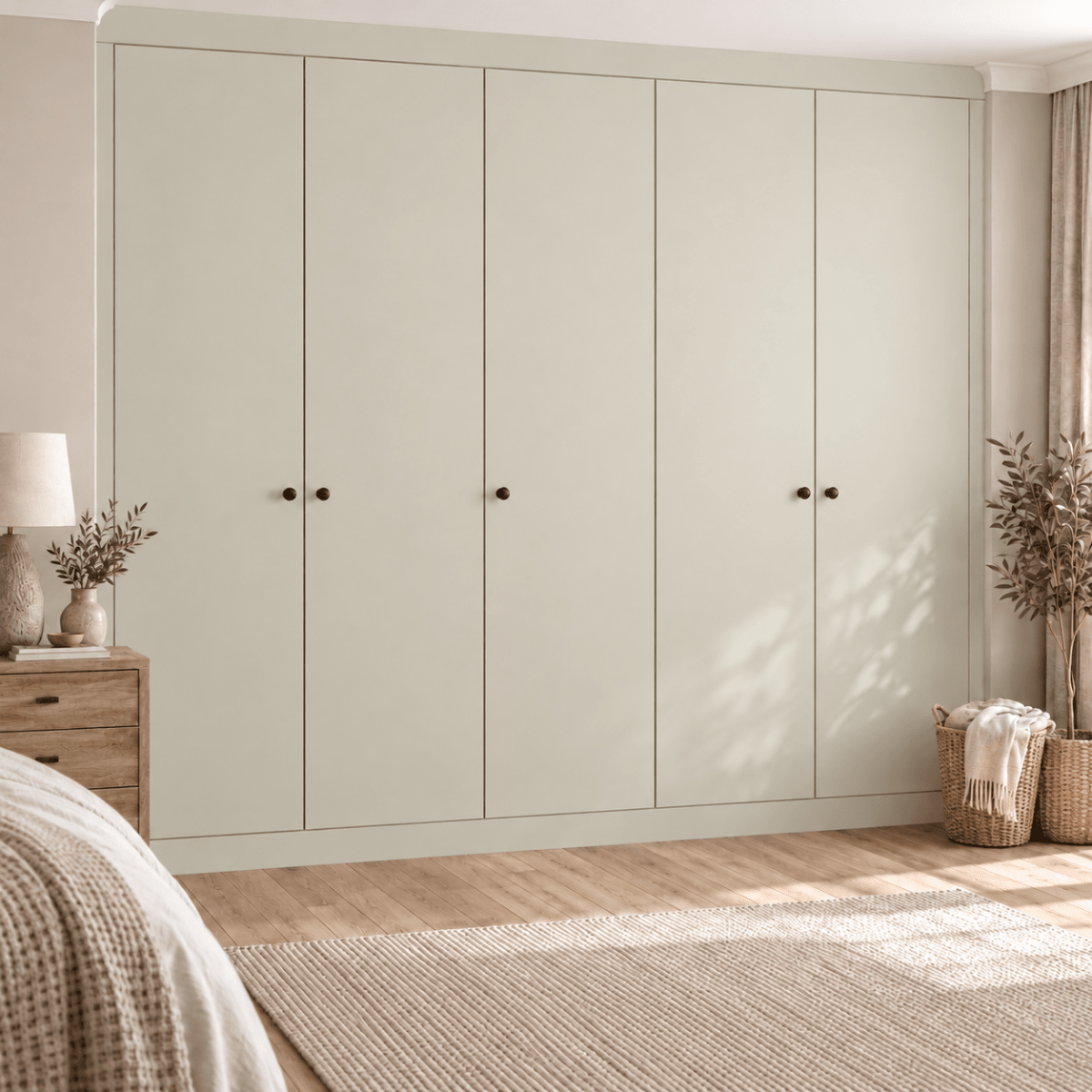 5 Door Modern Slab Front Frame Fitted Wardrobe - Widths Available 2601 - 3200mm 8 - Online Bedrooms