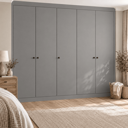 5 Door Modern Slab Front Frame Fitted Wardrobe - Widths Available 2601 - 3200mm 11 - Online Bedrooms