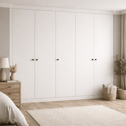 5 Door Modern Slab Front Frame Fitted Wardrobe - Widths Available 2601 - 3200mm 1 - Online Bedrooms