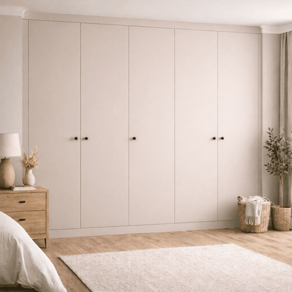 5 Door Modern Slab Front Frame Fitted Wardrobe - Widths Available 2601 - 3200mm 10 - Online Bedrooms