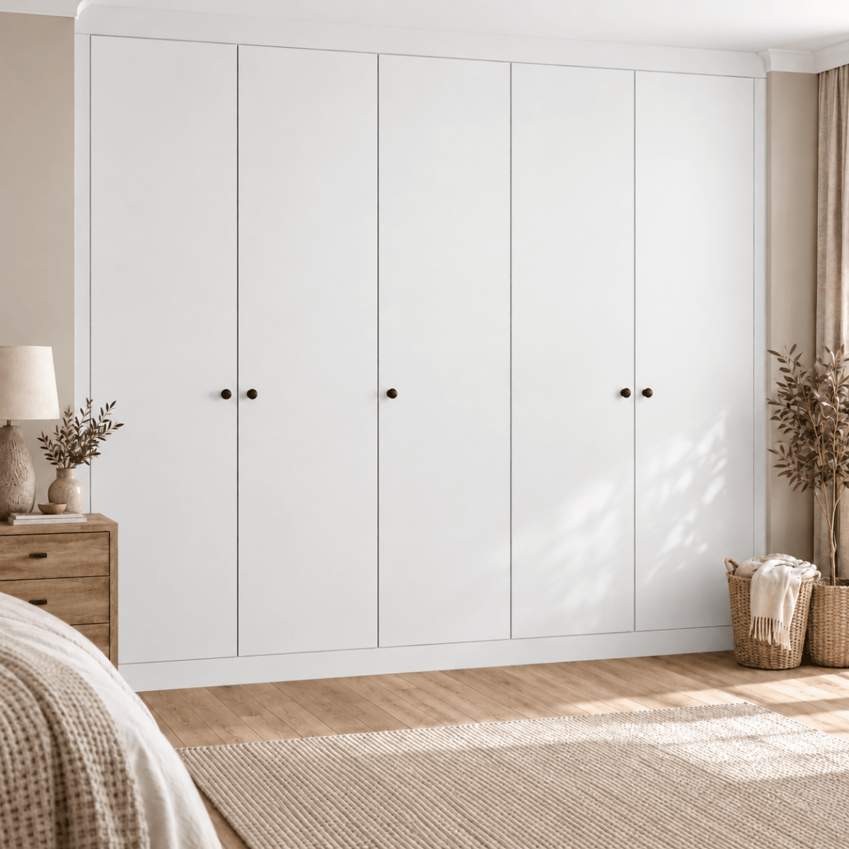 5 Door Modern Slab Front Frame Fitted Wardrobe - Widths Available 2601 - 3200mm 13 - Online Bedrooms