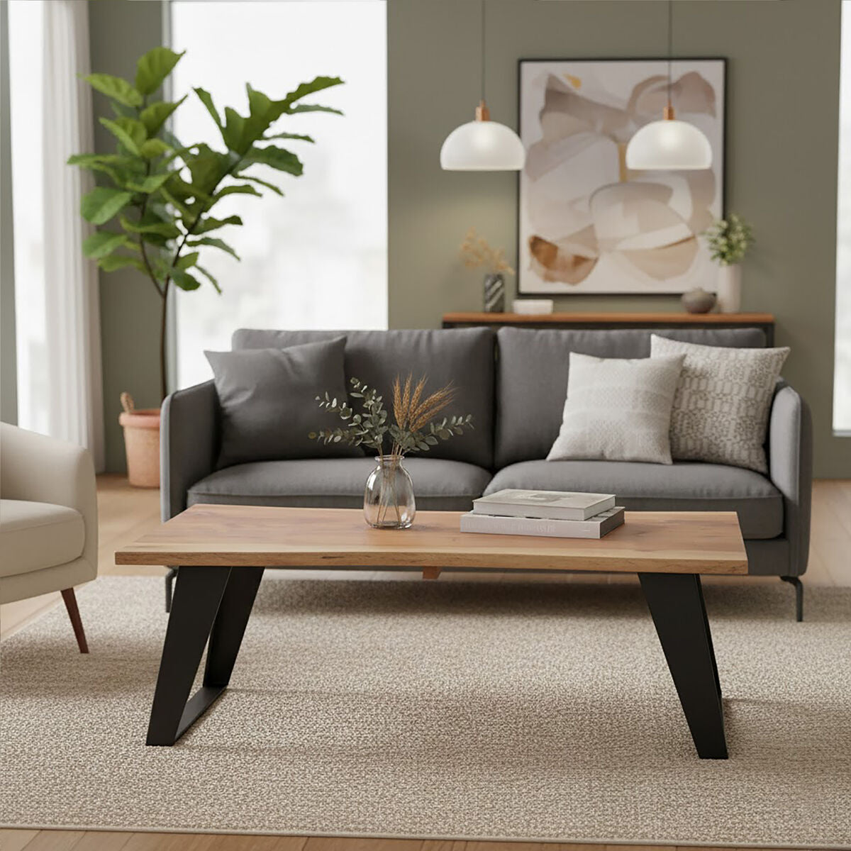 Surax Acacia Wood Live Edge Coffee Table