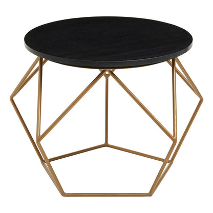 Varana Black Marble Round Coffee Table with Gold Finish Frame