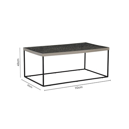 Akola Silver Finish Textured Coffee Table with Black Frame