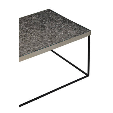 Akola Silver Finish Textured Coffee Table with Black Frame
