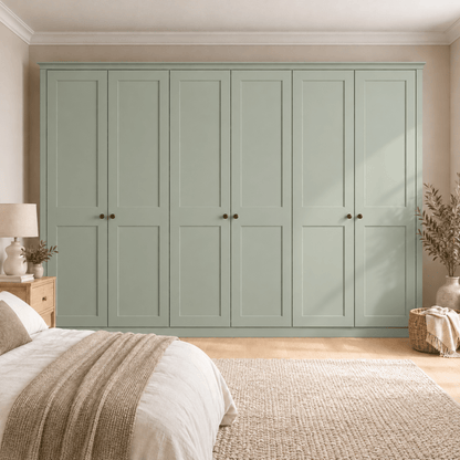 6 Door 2 Panel Shaker Front Frame Fitted Wardrobe - Widths Available 3201 - 3800mm 8 - Online Bedrooms