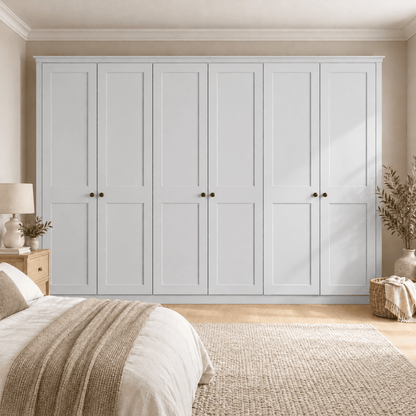 6 Door 2 Panel Shaker Front Frame Fitted Wardrobe - Widths Available 3201 - 3800mm 14 - Online Bedrooms