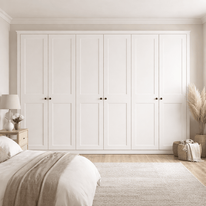 6 Door 2 Panel Shaker Front Frame Fitted Wardrobe - Widths Available 3201 - 3800mm 1 - Online Bedrooms