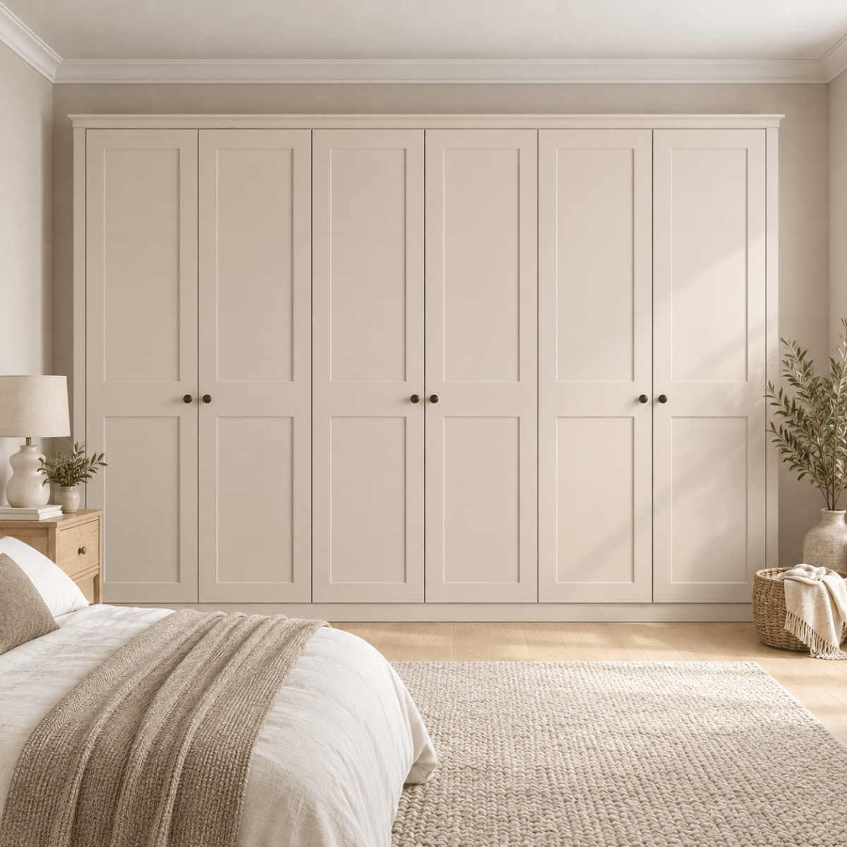 6 Door 2 Panel Shaker Front Frame Fitted Wardrobe - Widths Available 3201 - 3800mm 1 - Online Bedrooms