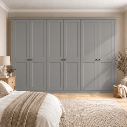 6 Door 2 Panel Shaker Front Frame Fitted Wardrobe - Widths Available 3201 - 3800mm 10 - Online Bedrooms