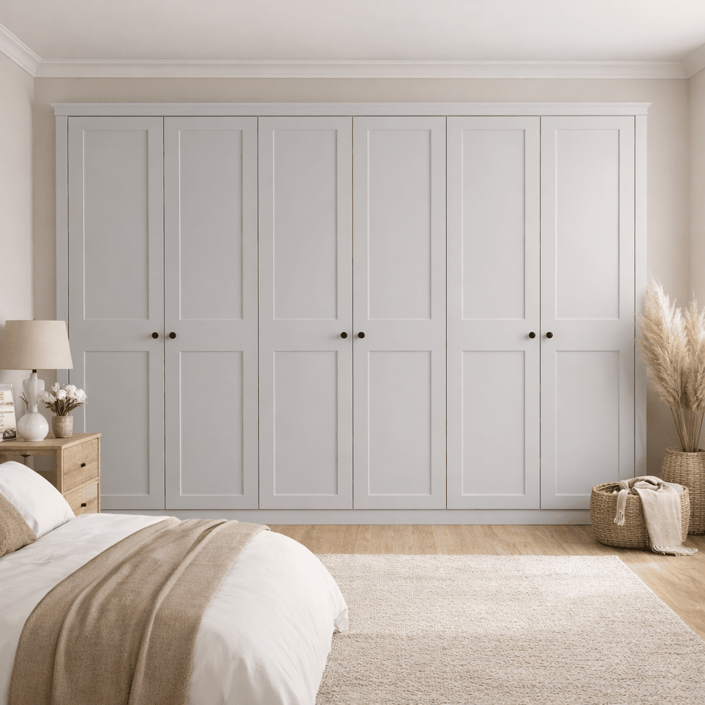 6 Door 2 Panel Shaker Front Frame Fitted Wardrobe - Widths Available 3201 - 3800mm 7 - Online Bedrooms