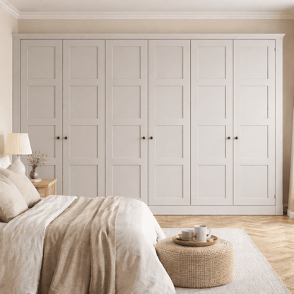 6 Door 4 Panel Shaker Front Frame Fitted Wardrobe - Widths Available 3201 - 3800mm 7 - Online Bedrooms