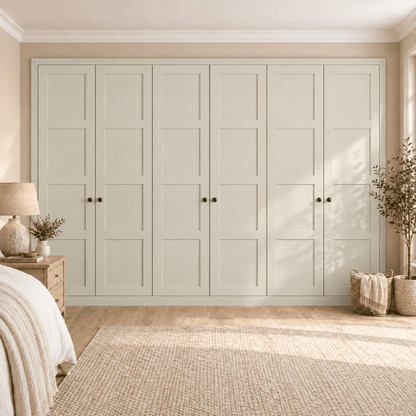 6 Door 4 Panel Shaker Front Frame Fitted Wardrobe - Widths Available 3201 - 3800mm 12 - Online Bedrooms