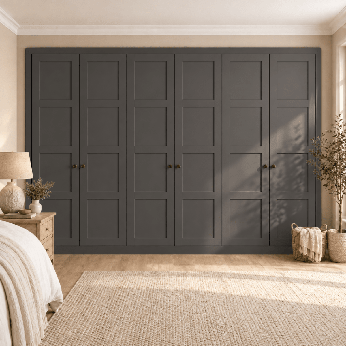 6 Door 4 Panel Shaker Front Frame Fitted Wardrobe - Widths Available 3201 - 3800mm 13 - Online Bedrooms