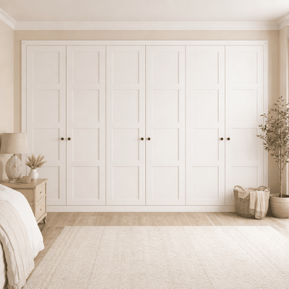 6 Door 4 Panel Shaker Front Frame Fitted Wardrobe - Widths Available 3201 - 3800mm 1 - Online Bedrooms