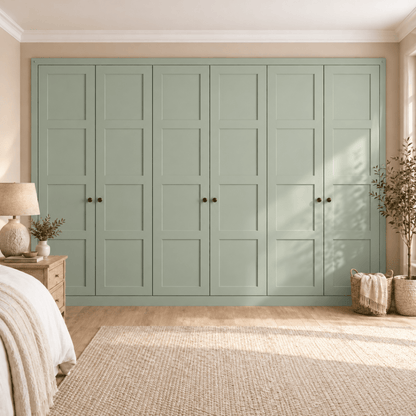 6 Door 4 Panel Shaker Front Frame Fitted Wardrobe - Widths Available 3201 - 3800mm 11 - Online Bedrooms