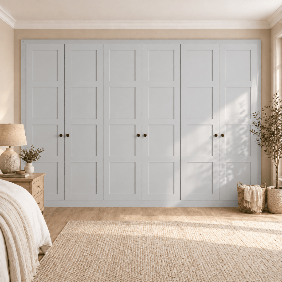 6 Door 4 Panel Shaker Front Frame Fitted Wardrobe - Widths Available 3201 - 3800mm 14 - Online Bedrooms