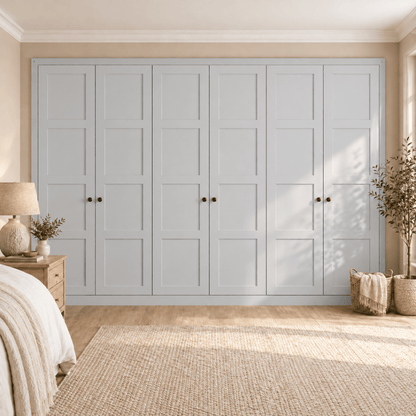 6 Door 4 Panel Shaker Front Frame Fitted Wardrobe - Widths Available 3201 - 3800mm 14 - Online Bedrooms