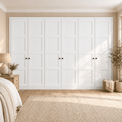 6 Door 4 Panel Shaker Front Frame Fitted Wardrobe - Widths Available 3201 - 3800mm 8 - Online Bedrooms