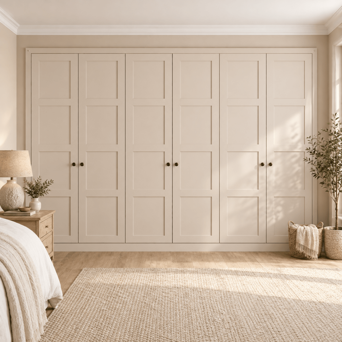 6 Door 4 Panel Shaker Front Frame Fitted Wardrobe - Widths Available 3201 - 3800mm 1 - Online Bedrooms