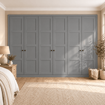 6 Door 4 Panel Shaker Front Frame Fitted Wardrobe - Widths Available 3201 - 3800mm 9 - Online Bedrooms
