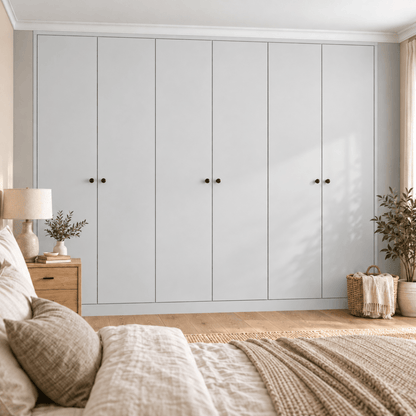 6 Door Modern Slab Front Frame Fitted Wardrobe - Widths Available 3201 - 3800mm 10 - Online Bedrooms