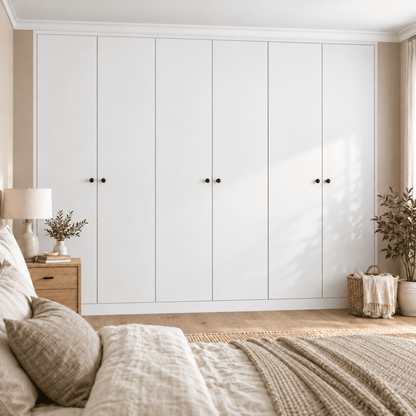6 Door Modern Slab Front Frame Fitted Wardrobe - Widths Available 3201 - 3800mm 8 - Online Bedrooms