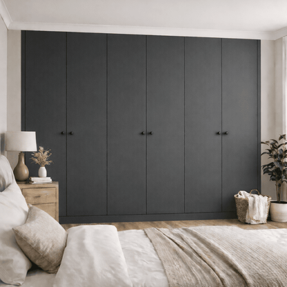 6 Door Modern Slab Front Frame Fitted Wardrobe - Widths Available 3201 - 3800mm 12 - Online Bedrooms
