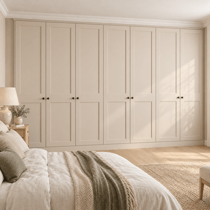 7 Door 2 Panel Shaker Front Frame Fitted Wardrobe - Widths Available 3801 - 4400mm 1 - Online Bedrooms