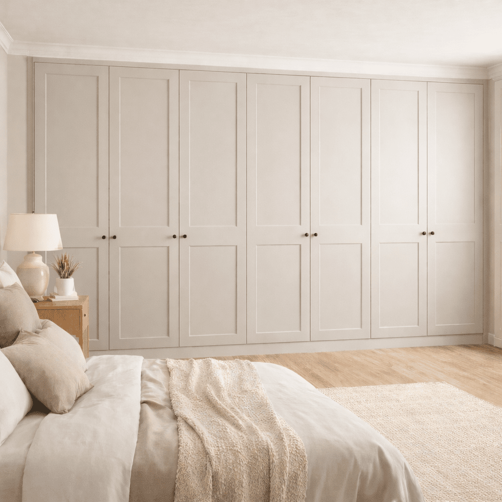 7 Door 2 Panel Shaker Front Frame Fitted Wardrobe - Widths Available 3801 - 4400mm 18 - Online Bedrooms