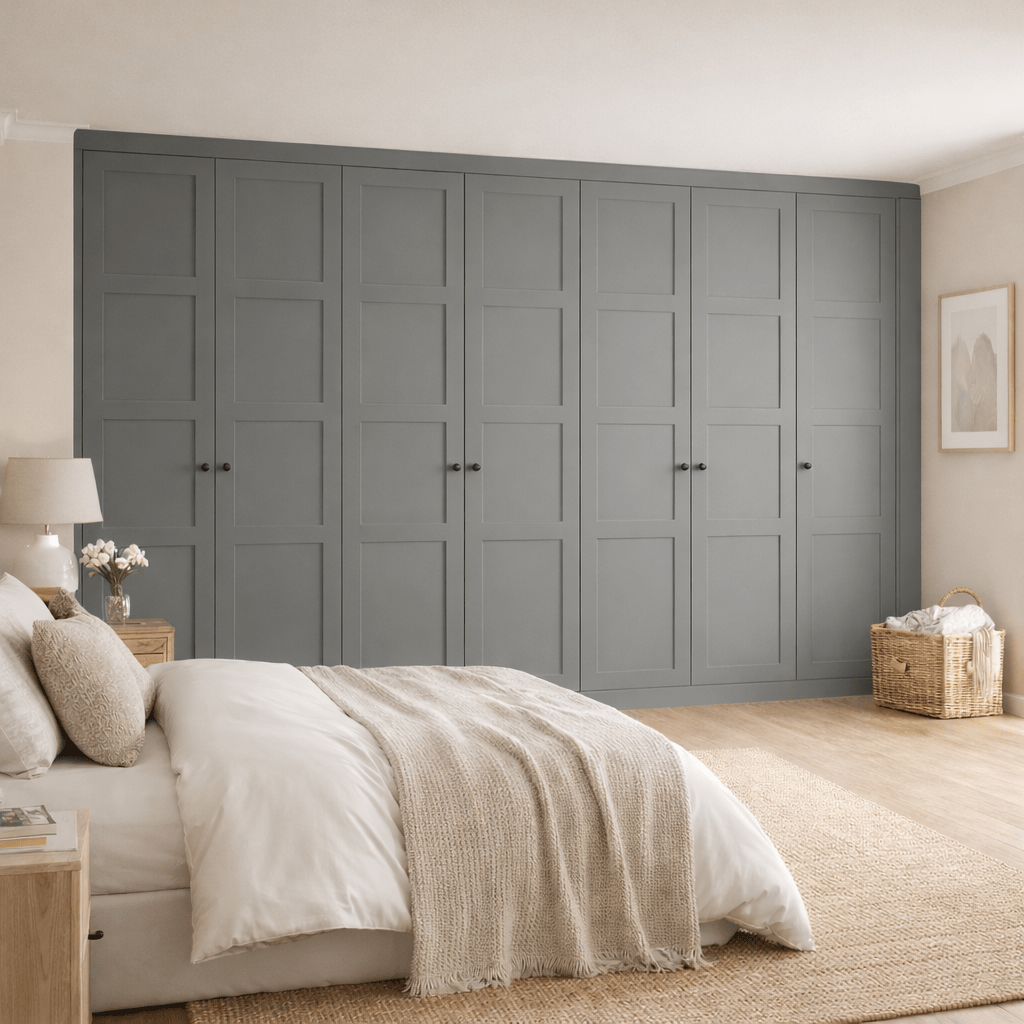 7 Door 2 Panel Shaker Front Frame Fitted Wardrobe - Widths Available 3801 - 4400mm 8 - Online Bedrooms
