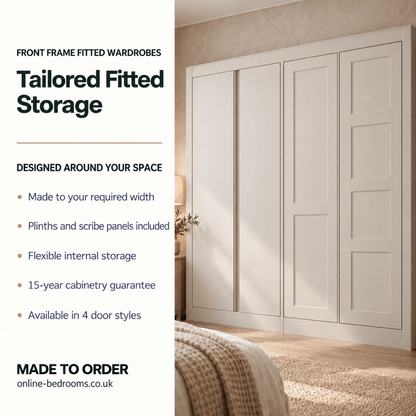 7 Door 4 Panel Shaker Front Frame Fitted Wardrobe - Widths Available 3801 - 4400mm 2 - Online Bedrooms