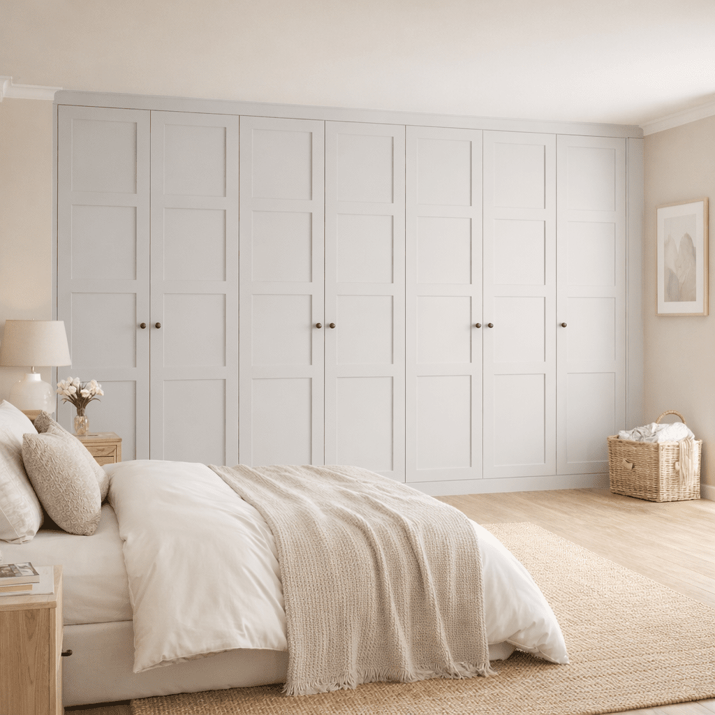 7 Door 4 Panel Shaker Front Frame Fitted Wardrobe - Widths Available 3801 - 4400mm 6 - Online Bedrooms