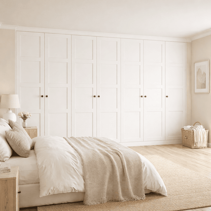 7 Door 4 Panel Shaker Front Frame Fitted Wardrobe - Widths Available 3801 - 4400mm 1 - Online Bedrooms