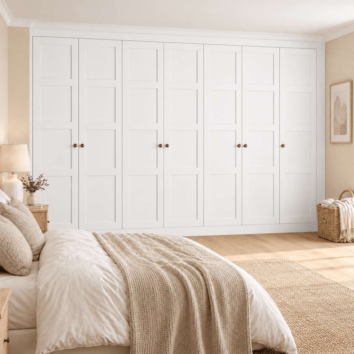 7 Door 4 Panel Shaker Front Frame Fitted Wardrobe - Widths Available 3801 - 4400mm 11 - Online Bedrooms