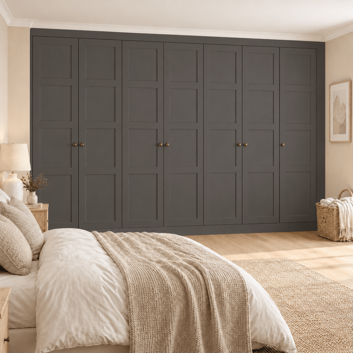 7 Door 4 Panel Shaker Front Frame Fitted Wardrobe - Widths Available 3801 - 4400mm 12 - Online Bedrooms