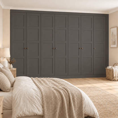 7 Door 4 Panel Shaker Front Frame Fitted Wardrobe - Widths Available 3801 - 4400mm 12 - Online Bedrooms