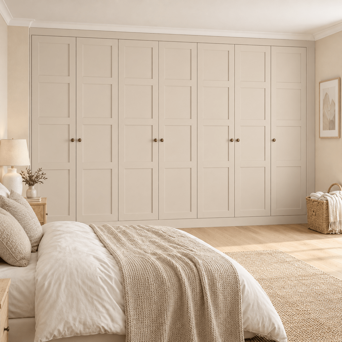 7 Door 4 Panel Shaker Front Frame Fitted Wardrobe - Widths Available 3801 - 4400mm 1 - Online Bedrooms