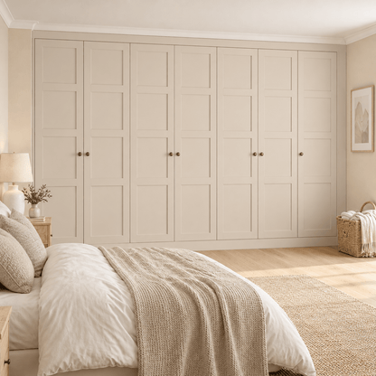 7 Door 4 Panel Shaker Front Frame Fitted Wardrobe - Widths Available 3801 - 4400mm 1 - Online Bedrooms