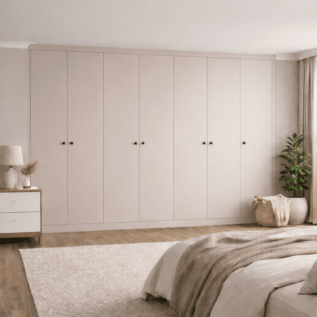 7 Door Modern Slab Front Frame Fitted Wardrobe - Widths Available 3801 - 4400mm 9 - Online Bedrooms
