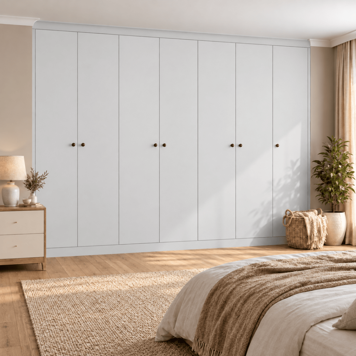 7 Door Modern Slab Front Frame Fitted Wardrobe - Widths Available 3801 - 4400mm 9 - Online Bedrooms