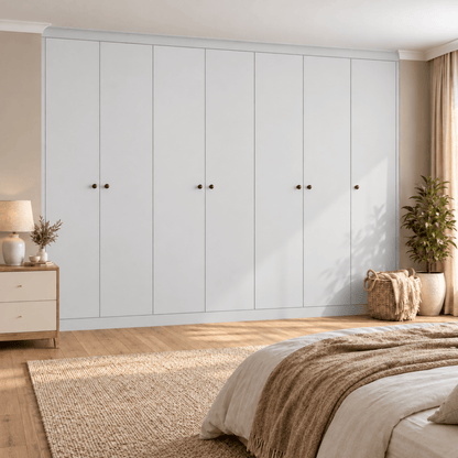 7 Door Modern Slab Front Frame Fitted Wardrobe - Widths Available 3801 - 4400mm 9 - Online Bedrooms
